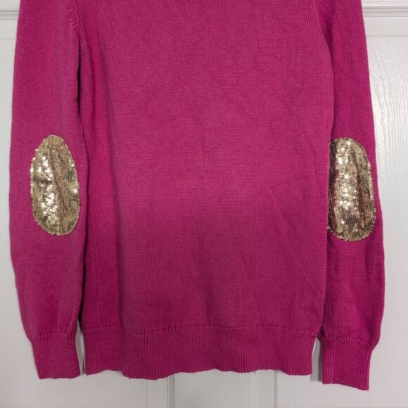 Banana Republic Sequin Elbow Patches Sweater Womens Size Small Party Pink - Picture 6 of 9